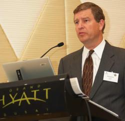 Kim Petersen gave a keynote address on maritime security and the increased risks of piracy and terrorism in the Indian Ocean and the Gulf region. Government delegates from the US, NATO, and all of the Gulf states were in attendance.
